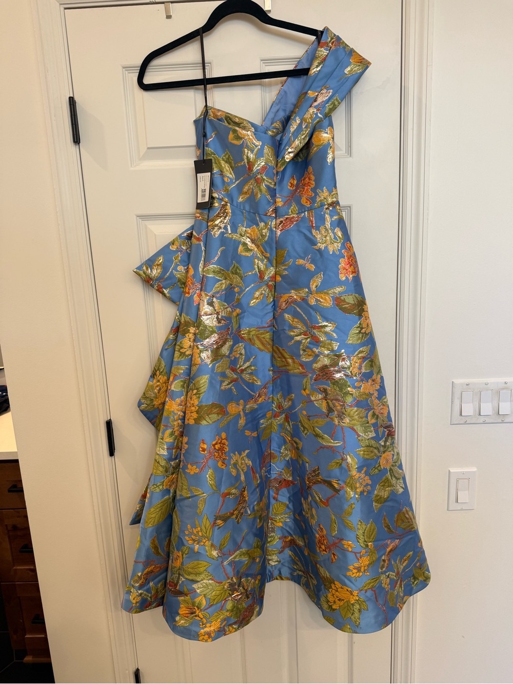 NWT Theia Dalia Tea Length One Shoulder Gown Mini Floral Dress size 2 - Picture 10 of 13